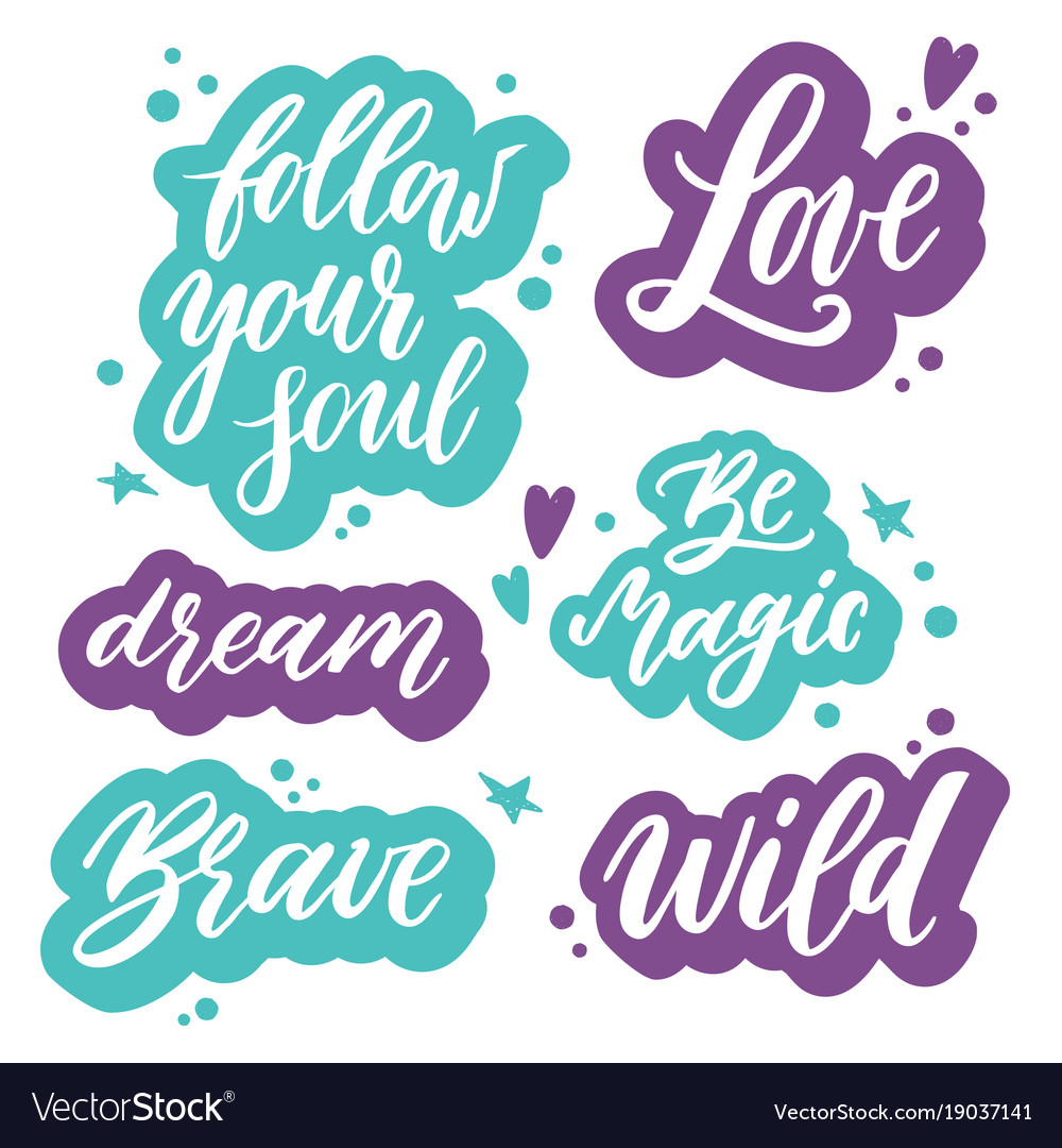 Set of handwritten words and phrases