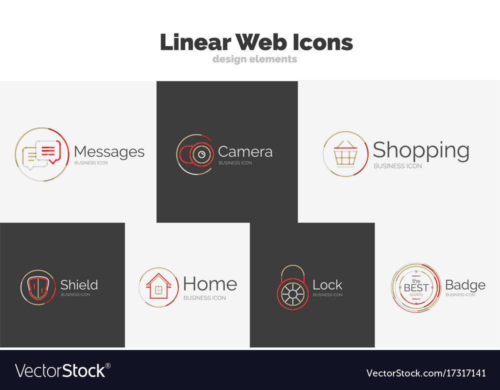 Set of web linear icons