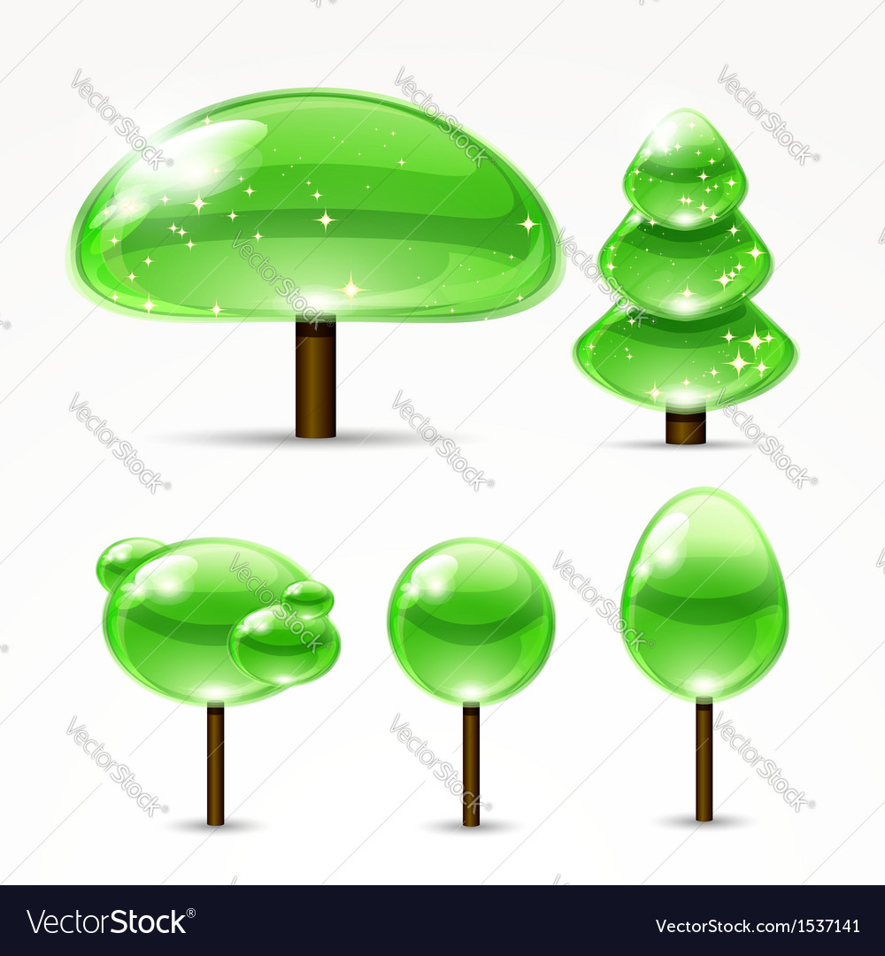 Web abstract trees a set of glossy icons