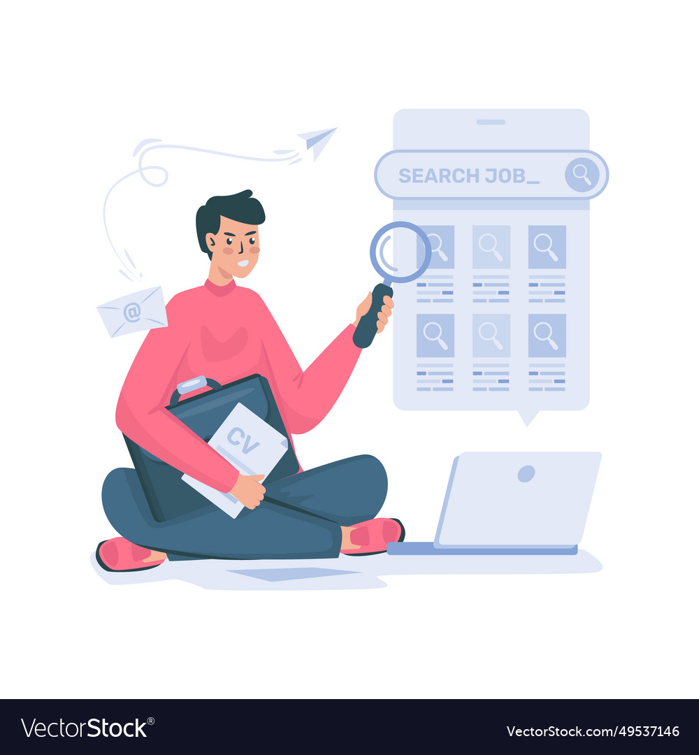 A man browsing job vacancies Royalty Free Vector Image