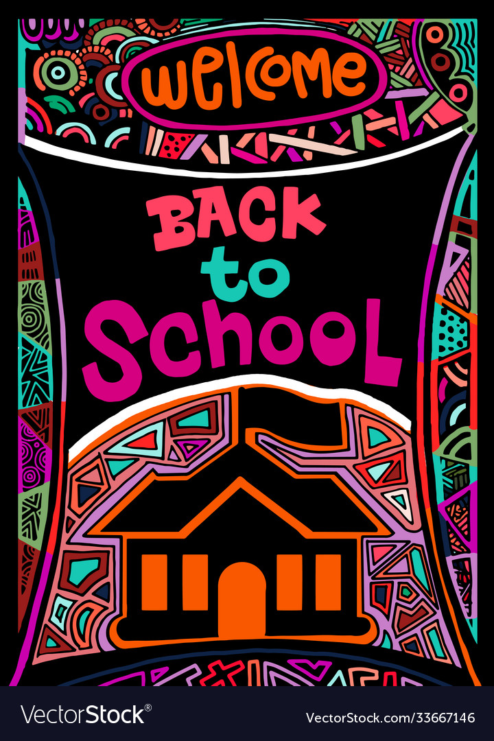 Back to school hand drawn vintage with letter