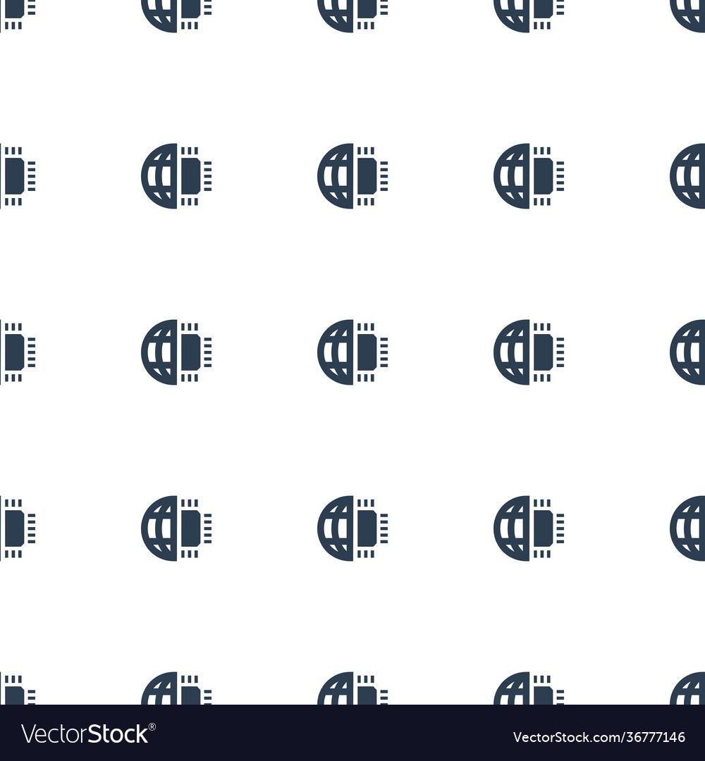 Cpu planet icon pattern seamless white background
