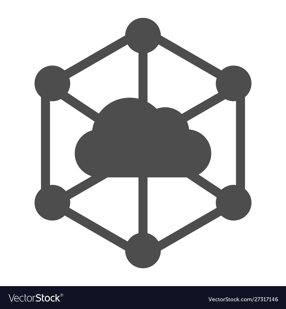 Data cloud solid icon computer storage vector image Data cloud solid icon computer storage
