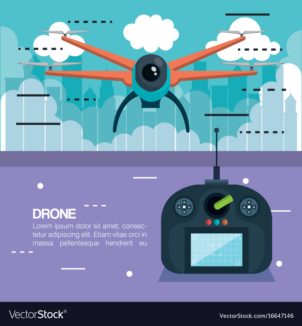 Drone with remote control technology icon