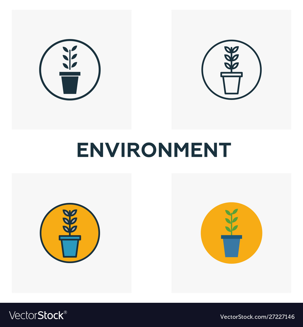 Environment icon set four elements in different