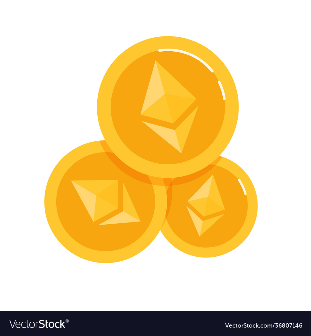 Ethereum coins blockchain technologies digital vector image Ethereum coins blockchain technologies digital