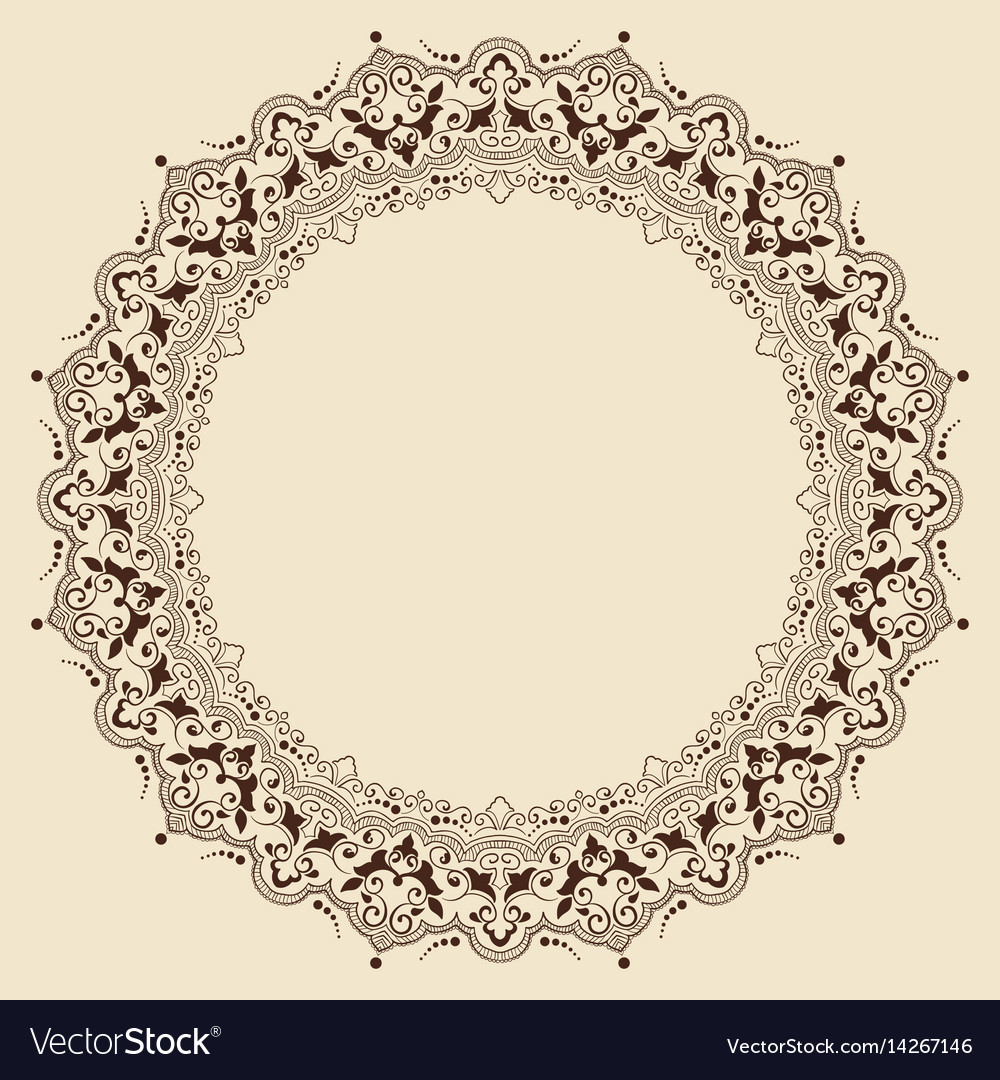 Fine floral round frame decorative element