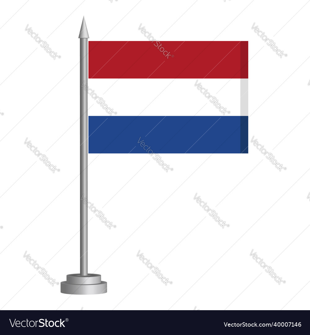 Flag of netherlands flying on a flagpole stands Vector Image