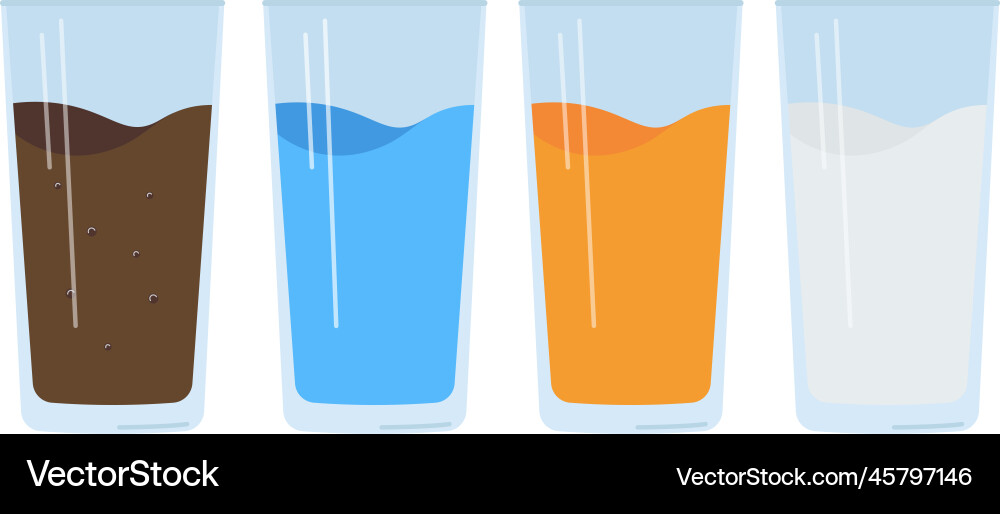 Glasses with different liquids Royalty Free Vector Image