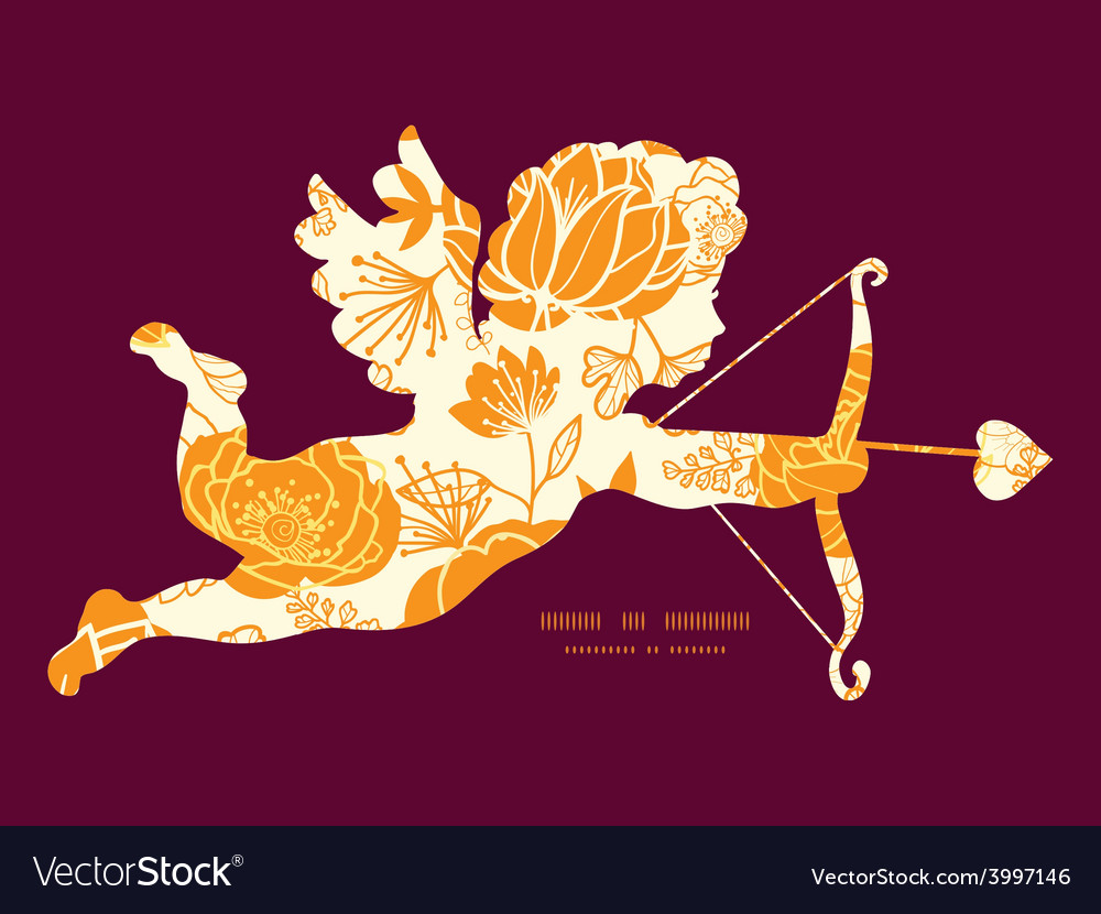 Golden art flowers shooting cupid
