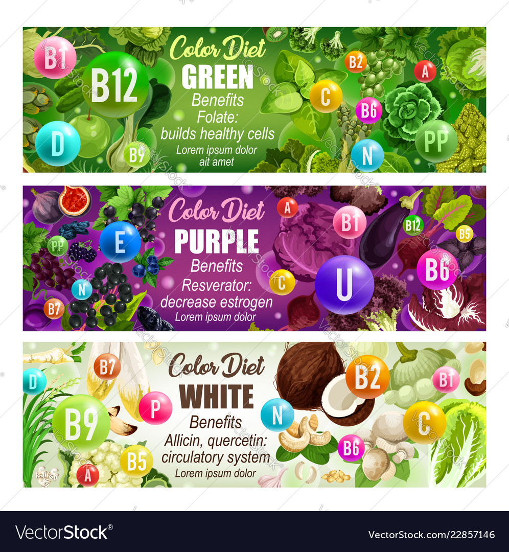 Healthcare Color Diet Banner With Natural Vitamins