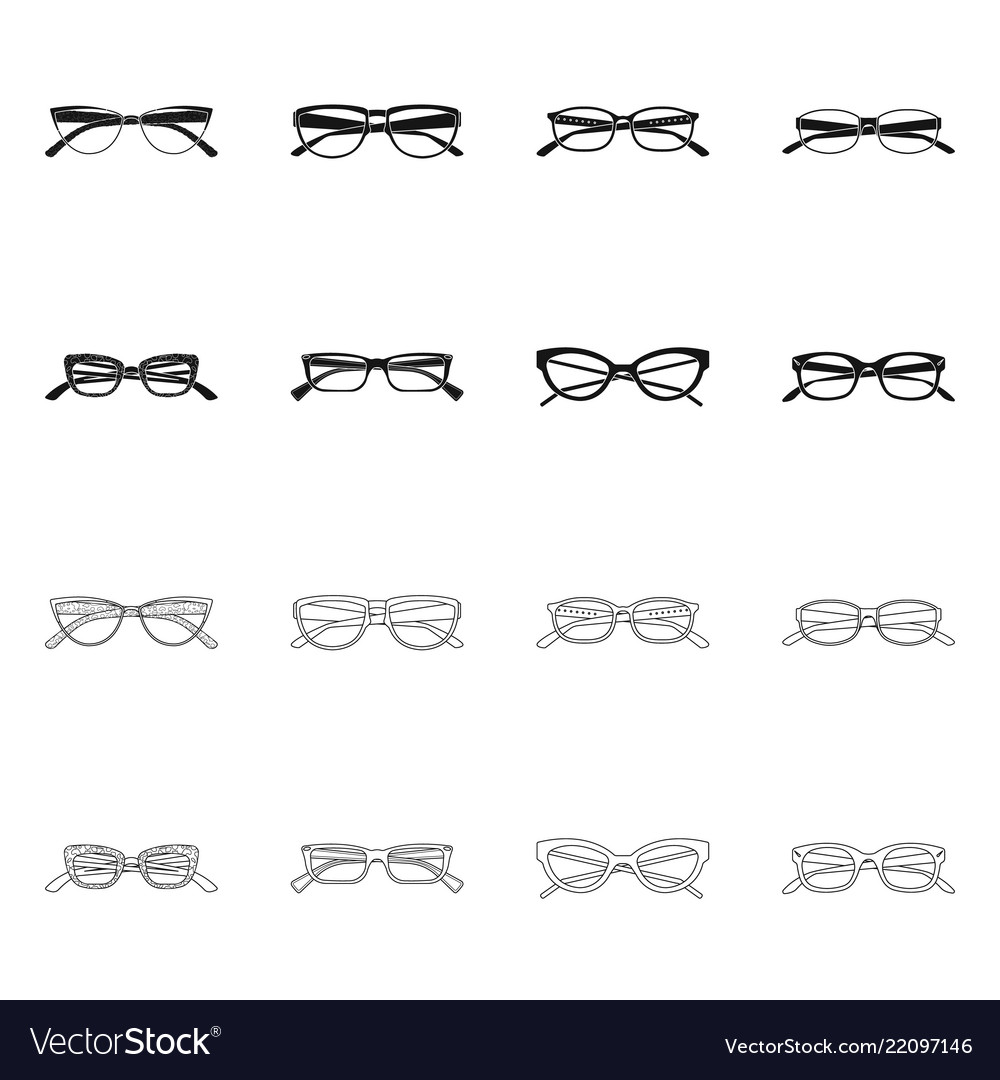 Isolated object of glasses and frame icon set