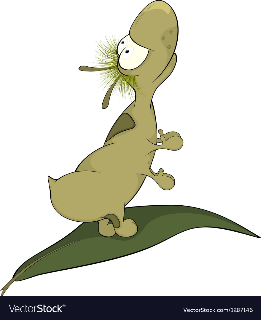 Little green worm looks in top Royalty Free Vector Image