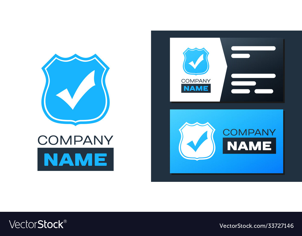 Logotype shield with check mark icon isolated