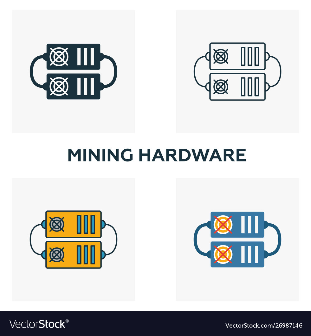 Mining hardware icon set four elements Vector Image Mining hardware icon set four elements