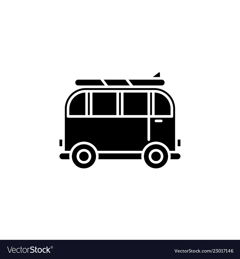 Minivan for travel black icon sign