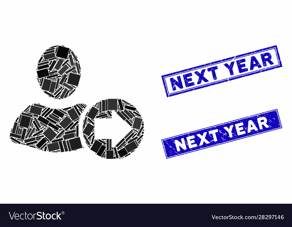 Next user mosaic and distress rectangle year vector image Next user mosaic and distress rectangle year