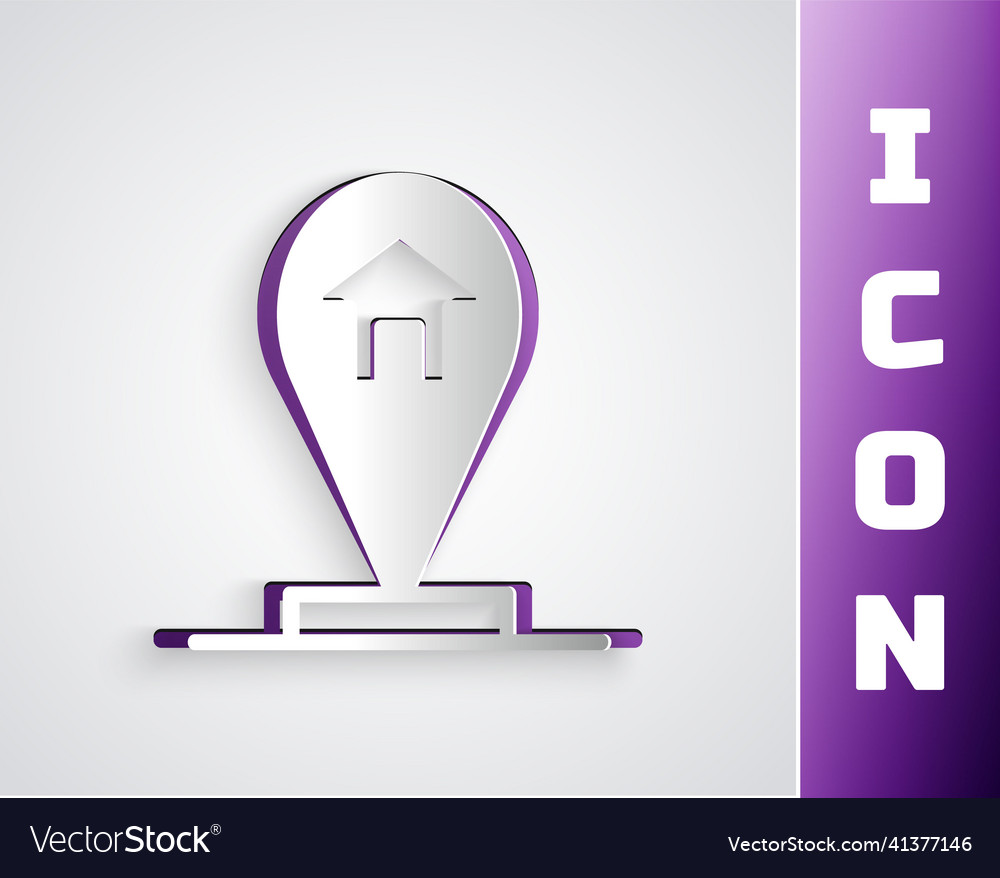 Paper cut map pointer with house icon isolated vector image Paper cut map pointer with house icon isolated