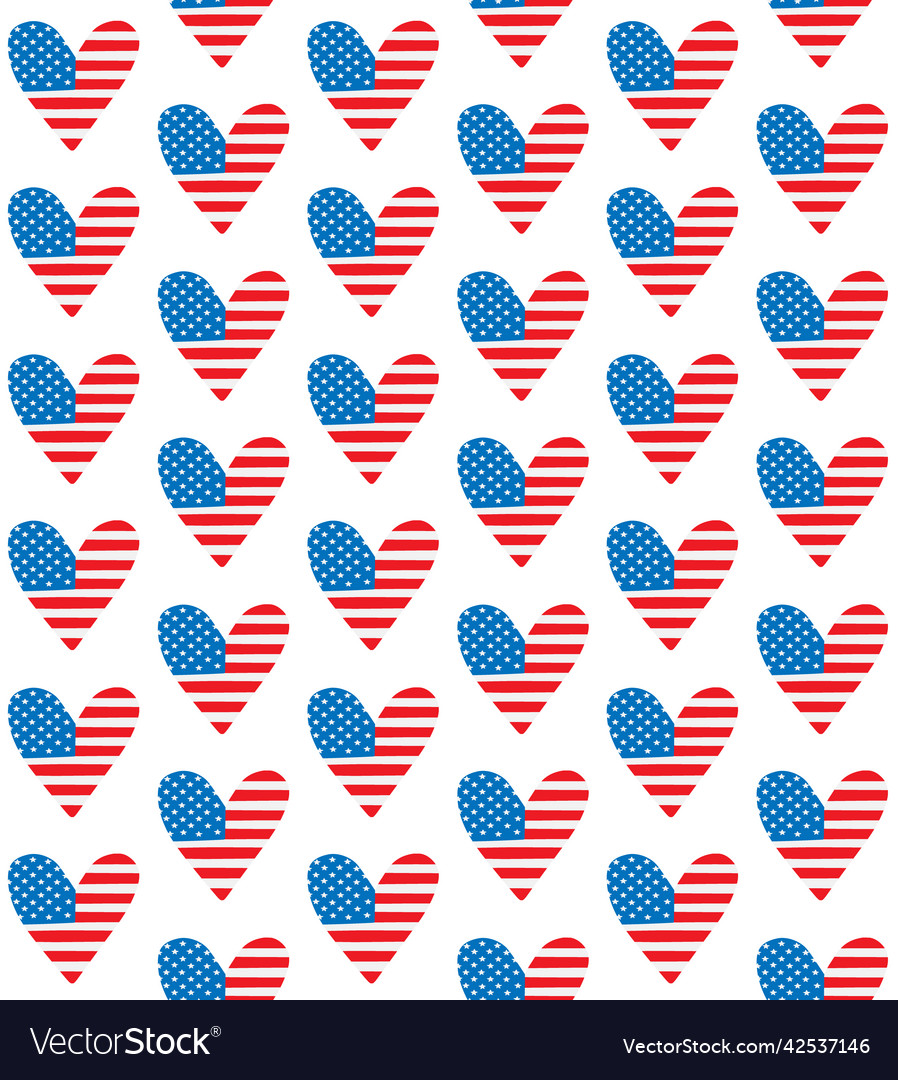 Seamless pattern of american flag heart