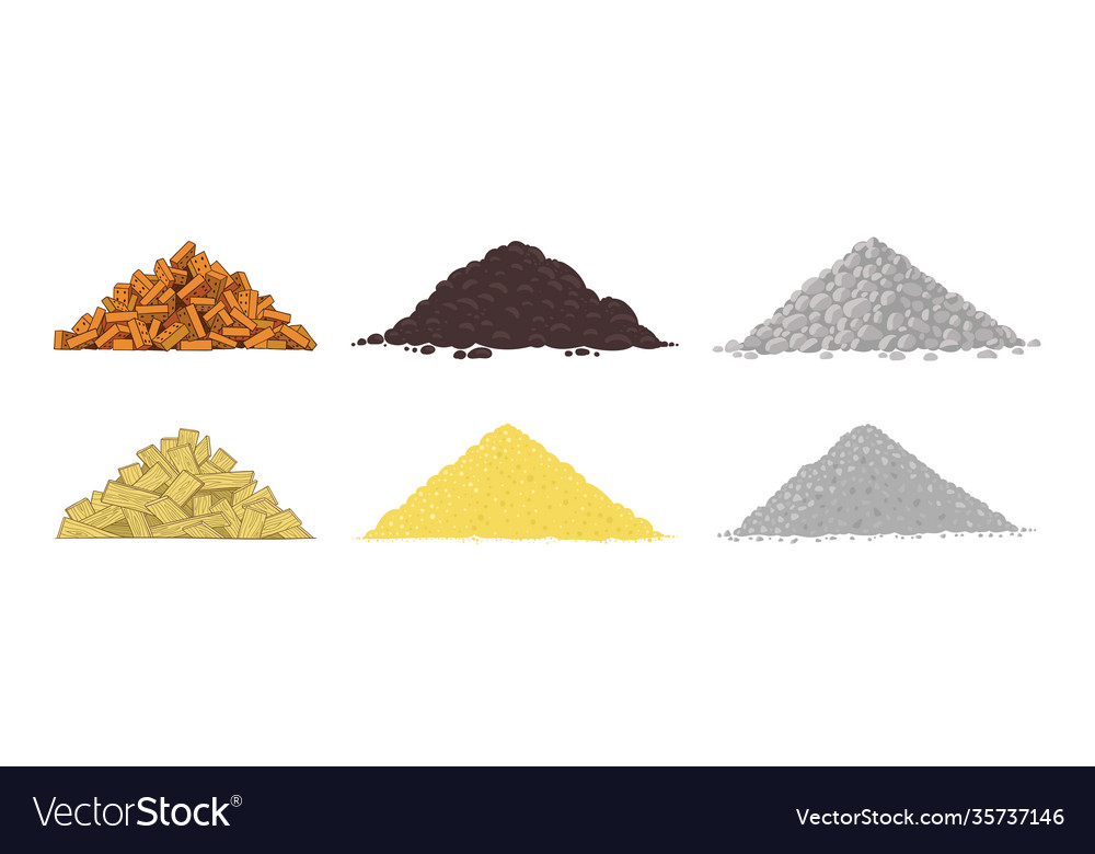 Set building material heaps used Royalty Free Vector Image