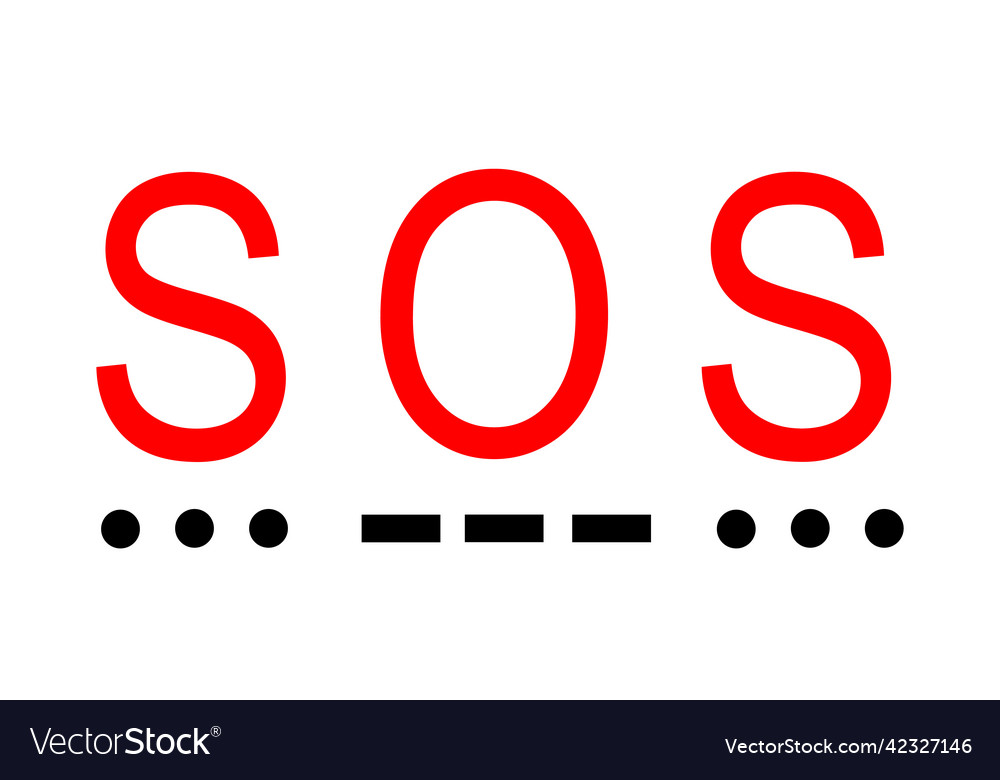 Sos request for help morse code alphabet font Vector Image