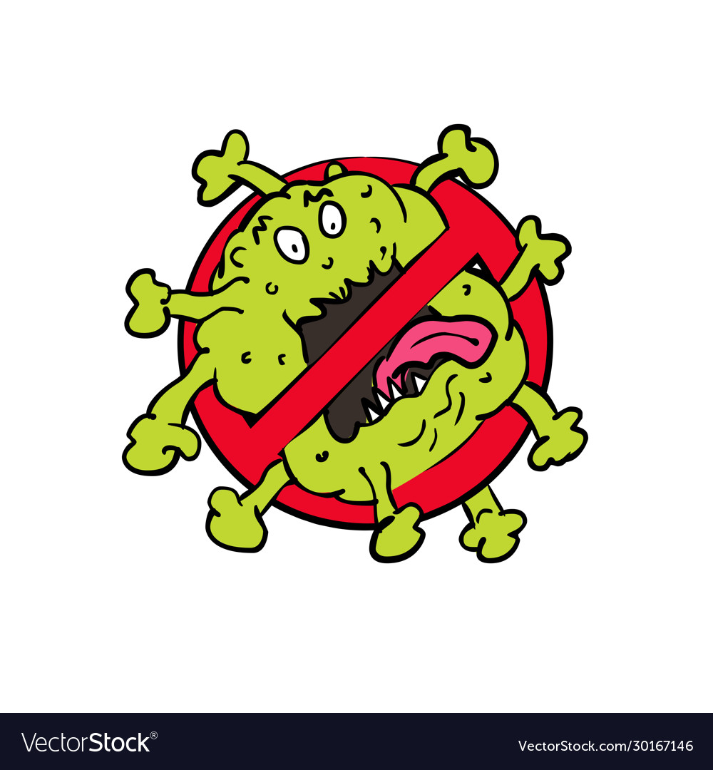 Stop coronavirus cartoon sign Royalty Free Vector Image