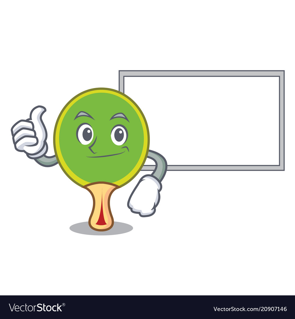 Thumbs up with board ping pong racket character