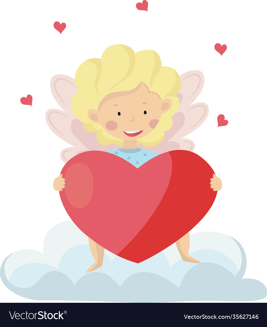 Valentines day cupid with wings and hearts image