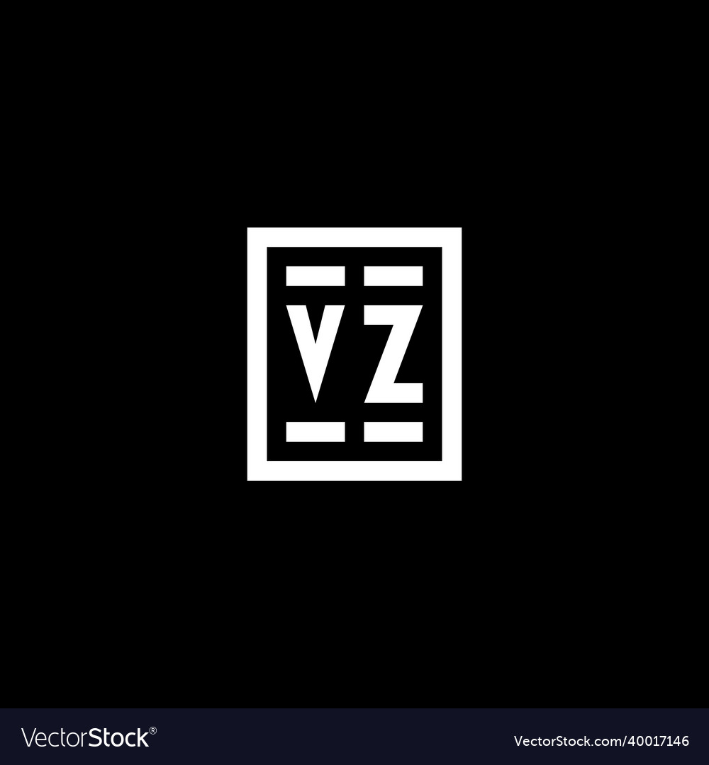 Vz initial logo with square rectangular shape Vector Image Vz initial logo with square rectangular shape