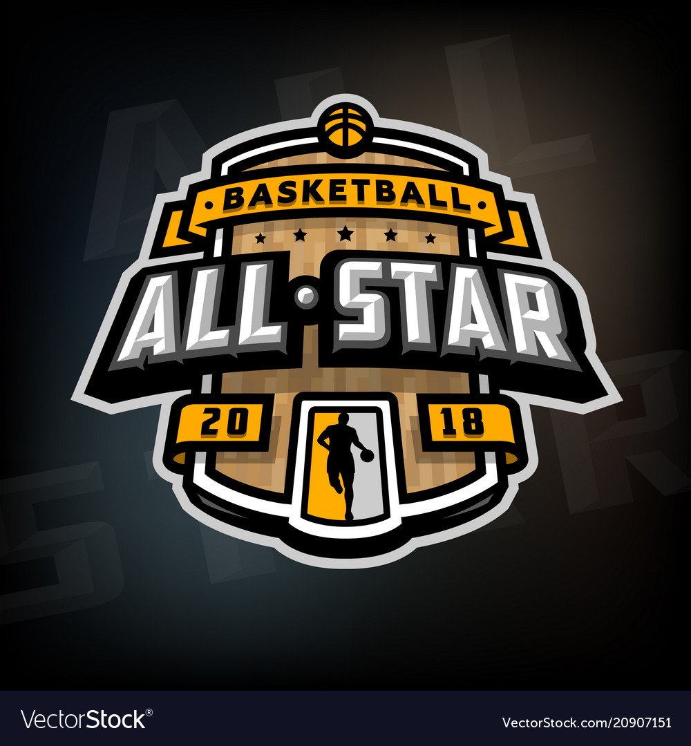 All stars of basketball logo emblem vector image All stars of basketball logo emblem
