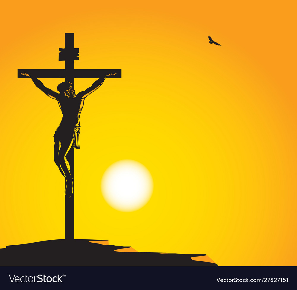 Banner With Jesus Christ Crucified On Cross Vector Image