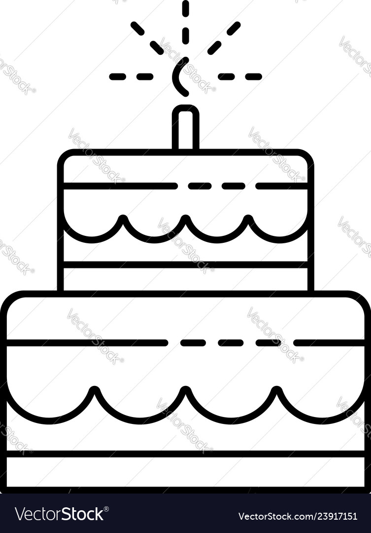 Download Celebration Birthday Cake Icon Outline Style Vector Image