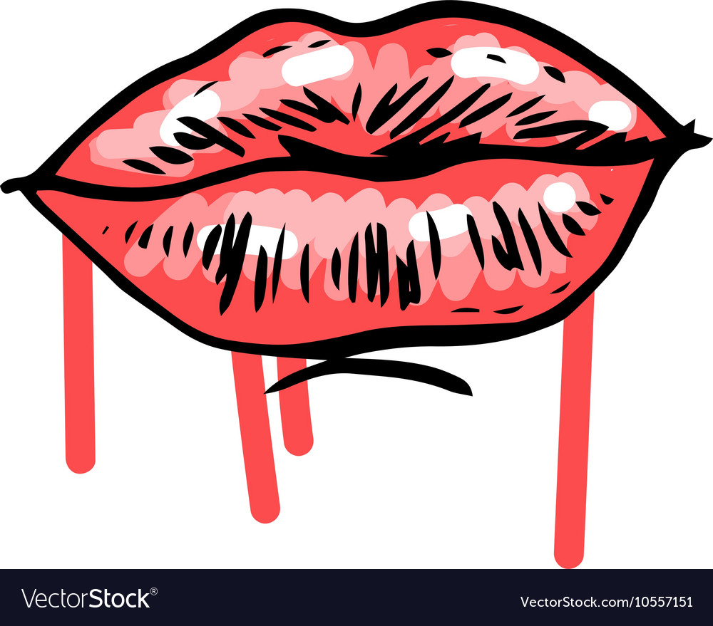 Fashion hand drawn female lips Royalty Free Vector Image