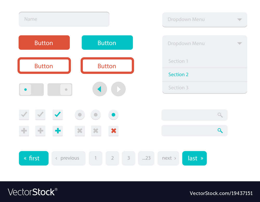 Flat user interface set for website
