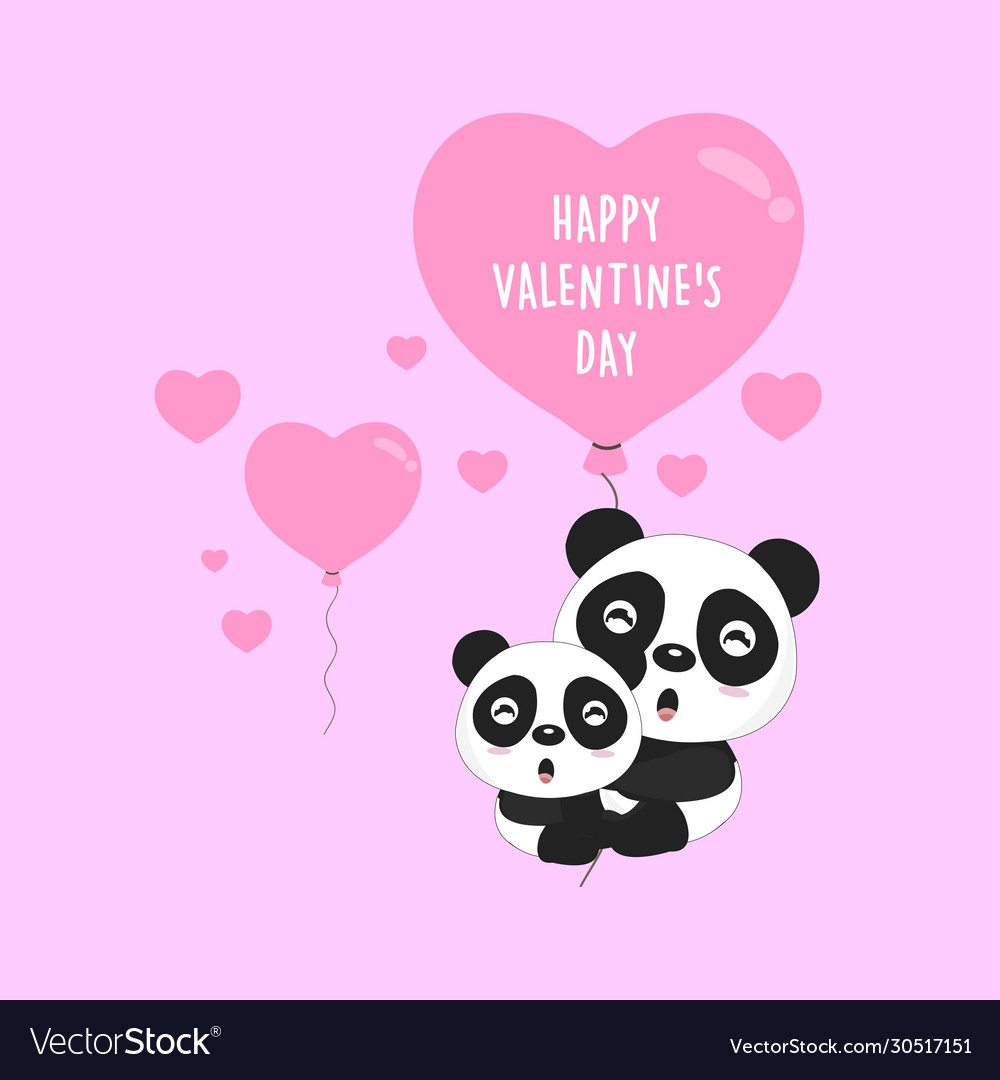 Premium Photo  Kawaii panda with heart for valentine's day