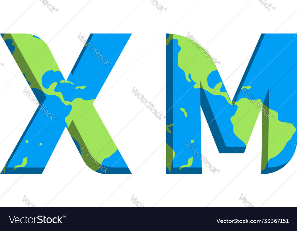 Initial xm logo design with world map style