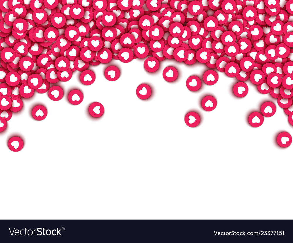 Like heart icons web buttons falling