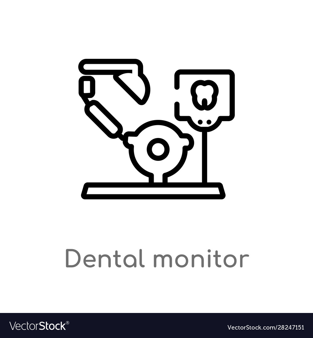 Outline Dental Monitor Ikone isoliert schwarz einfach