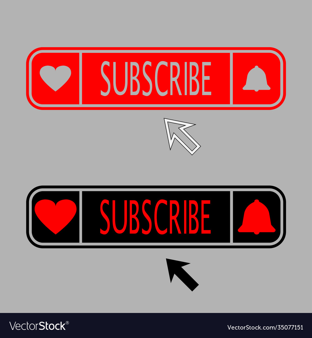 Red and black button subscribe arrow cursor vector image Red and black button subscribe arrow cursor