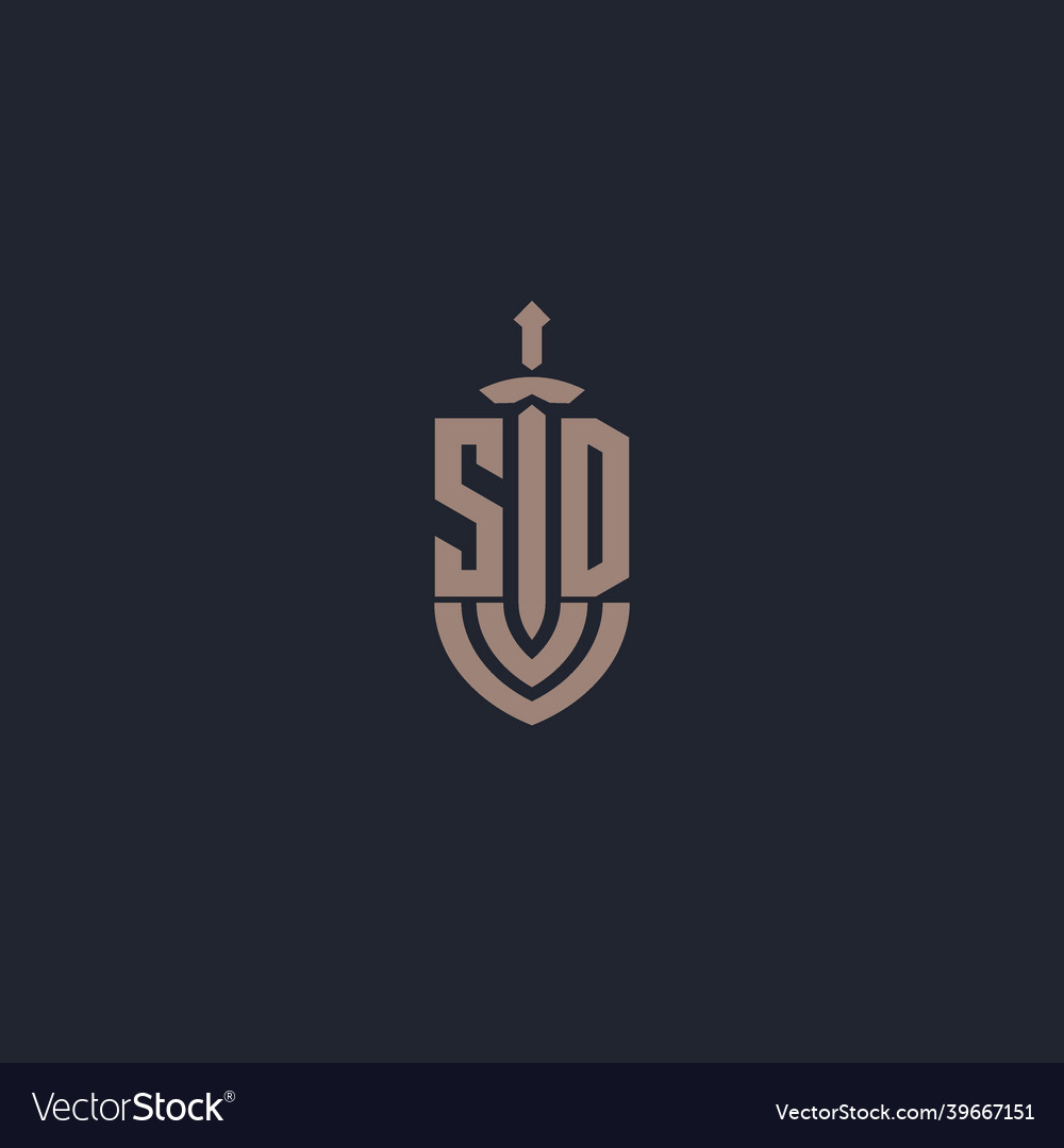 Sd logo monogram with sword and shield style