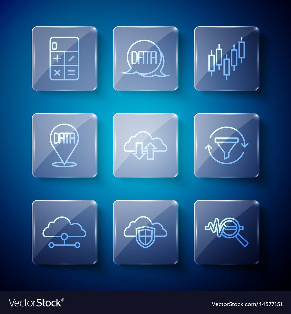Set line network cloud connection vector image Set line network cloud connection
