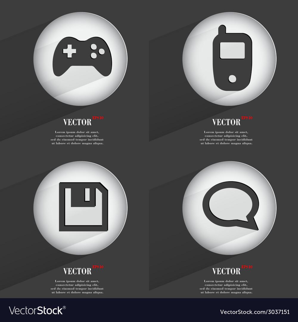Set of 4 flat buttons icons with shadows