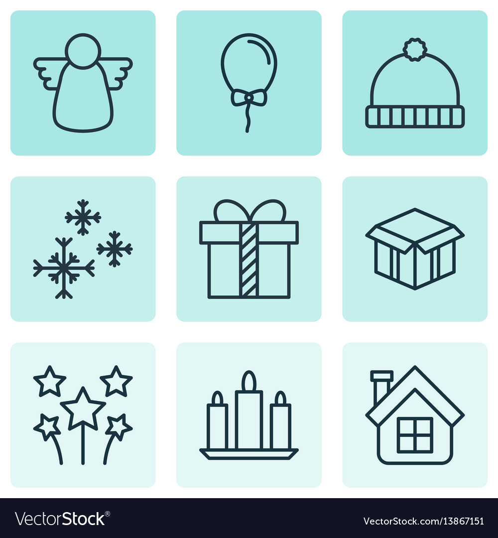 Set of 9 celebration icons includes festive