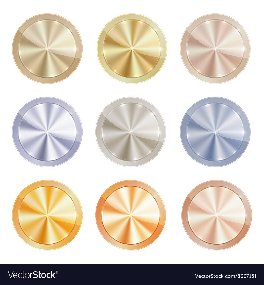 Set of blank centric circles with shiny discs