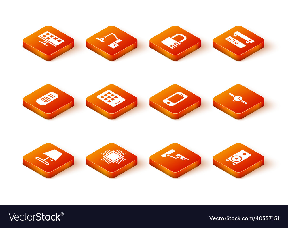 Set table lamp processor with microcircuits cpu vector image Set table lamp processor with microcircuits cpu