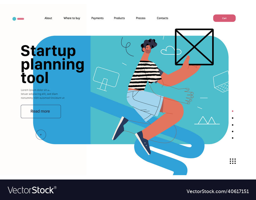 Startup website landing template vector image Startup website landing template