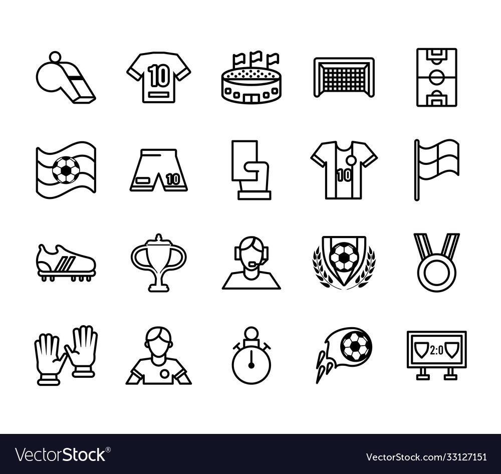 Twenty soccer football sport set collection icons Vector Image