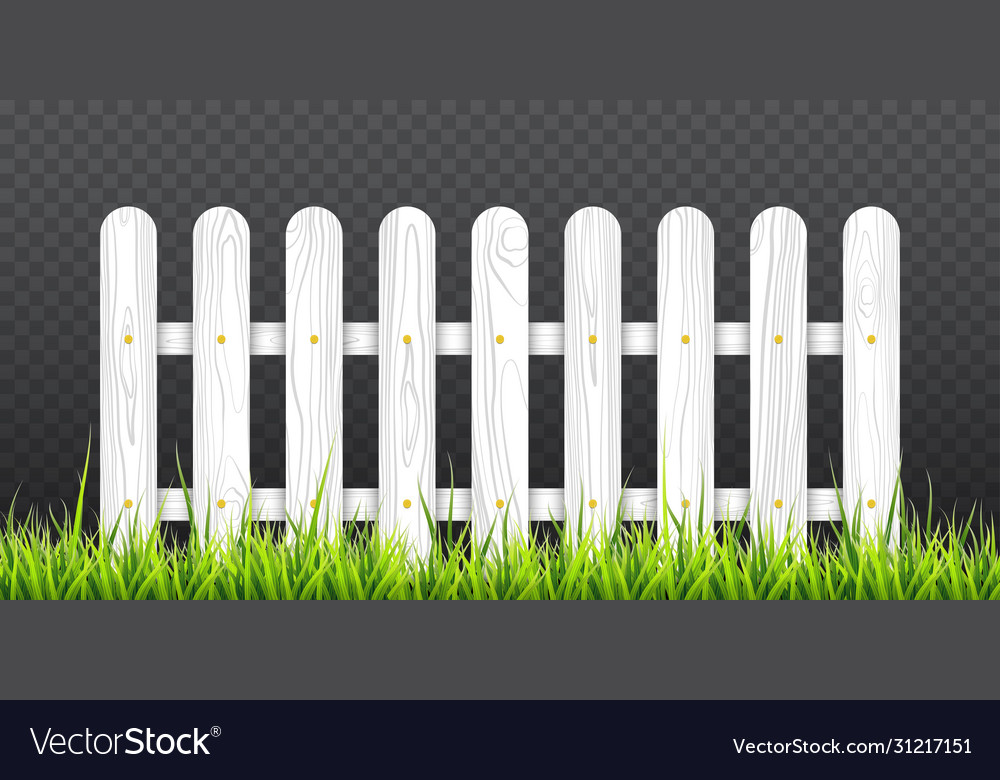 White wooden fence with green grass Royalty Free Vector