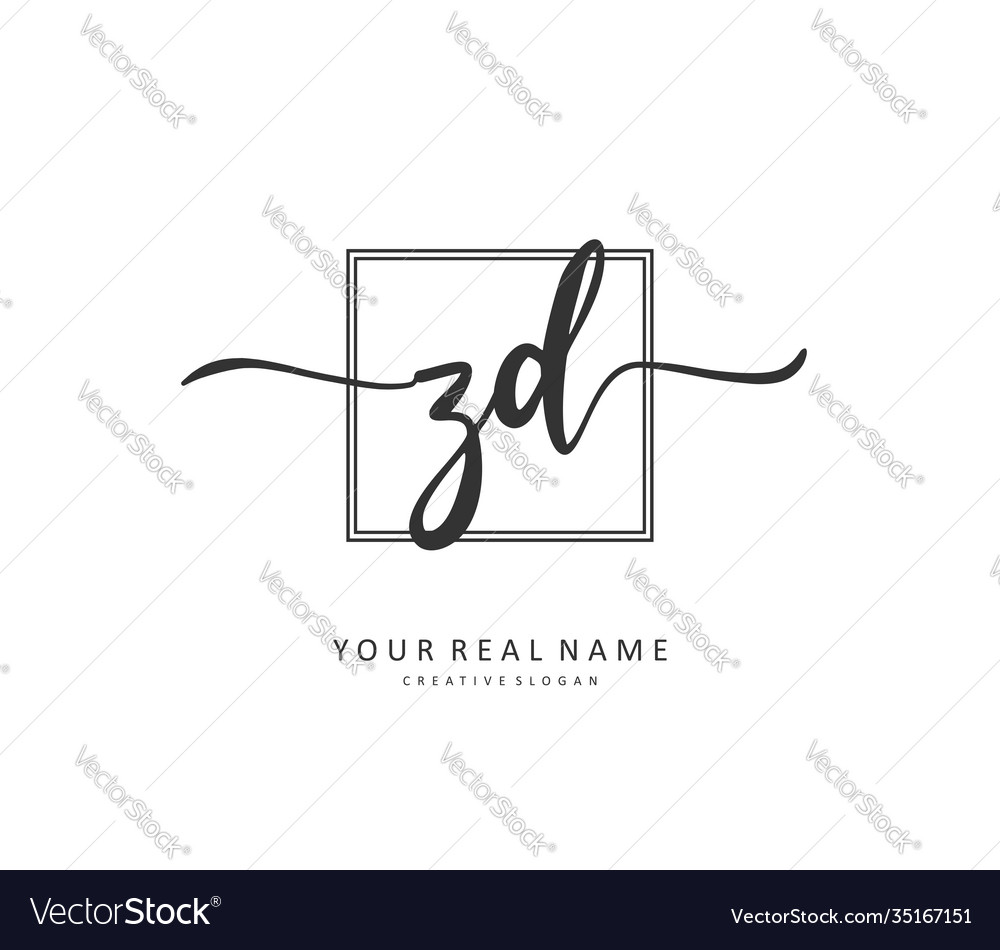 Zd initial letter handwriting and signature logo