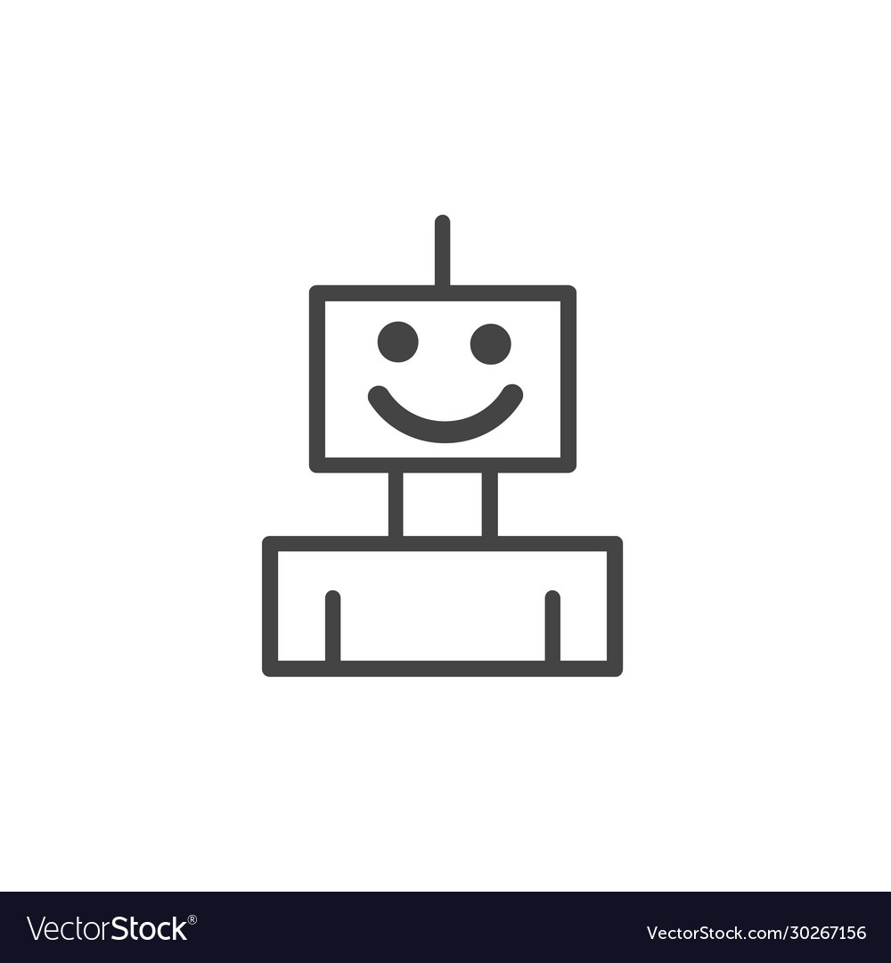 Bot icon cute smiling robot modern line character